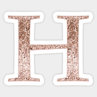 H rose gold glitter monogram letter Sticker